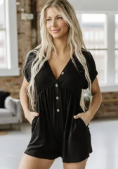 Black Button Down Romper